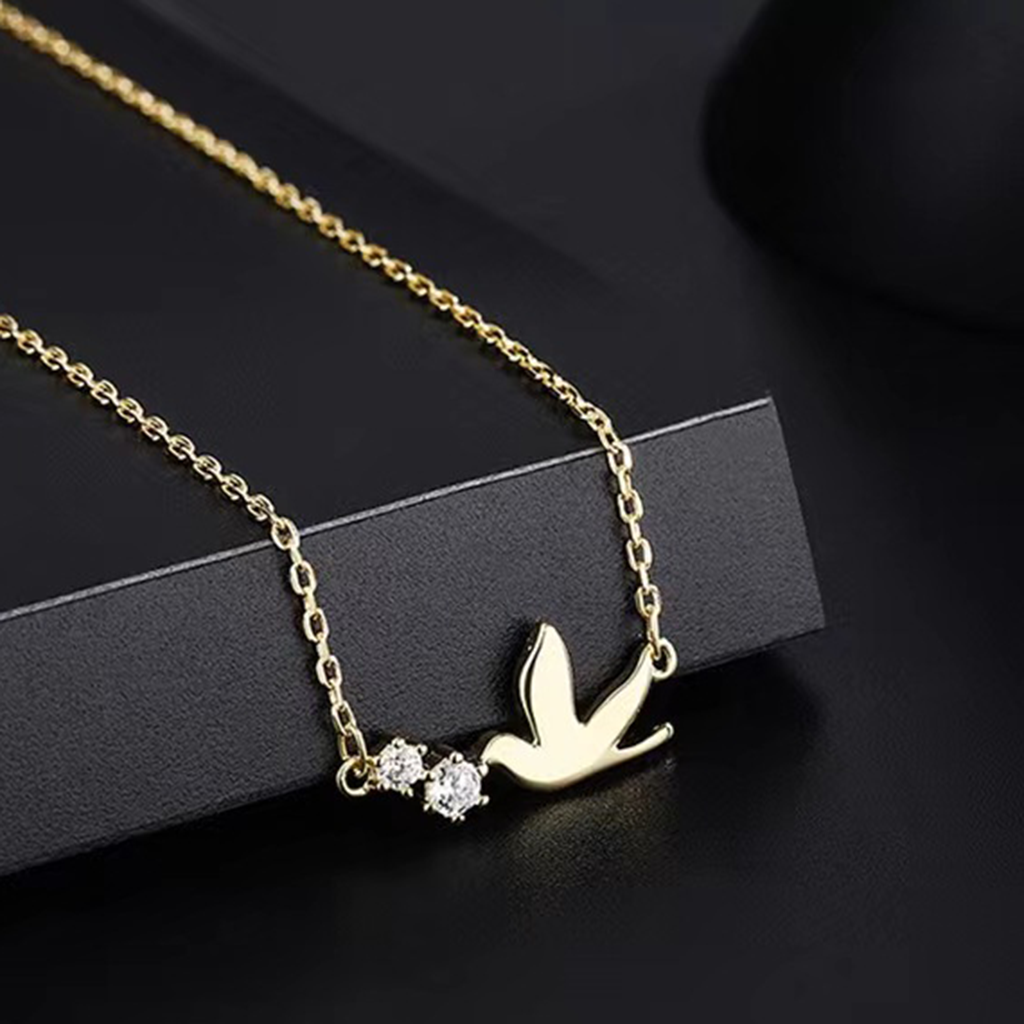 S925 Sterling Silver Peace Dove Necklace with Twin Diamonds – Symbol of Hope | Zen Ara Grove