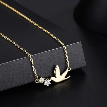 S925 Sterling Silver Peace Dove Necklace with Twin Diamonds – Symbol of Hope | Zen Ara Grove