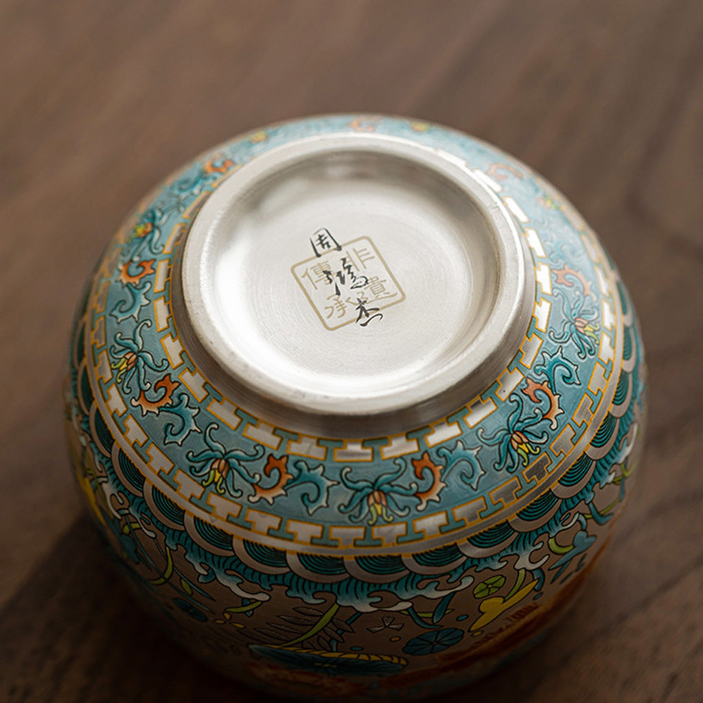 999 Silver Tea Cup – Emblem of Serenity & Blessing – Fine Hammered Finish | Zen Ara Grove