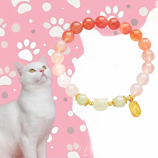 925 Sterling Silver Red Agate Hetian Jade Cat Fu Character Confidence Bracelet | Zen Ara Grove