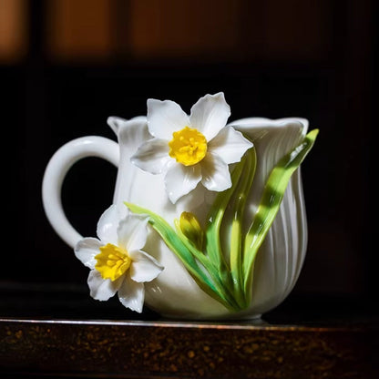 Limited Time Offer · Handcrafted Heritage Ceramic Flower Cup – Blossoms Alive on Porcelain | Zen Ara Grove