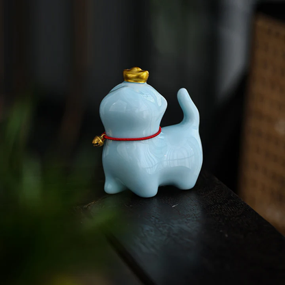 Mini Lucky Cat Ingot Tea Pet Ceramic Home Desk Figurine Decoration | Zen Ara Grove