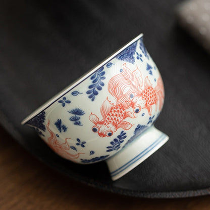 Antique-Style Celadon Blue-and-White Single Cup – Handcrafted Ceramic Tea Ware | Zen Ara Grove