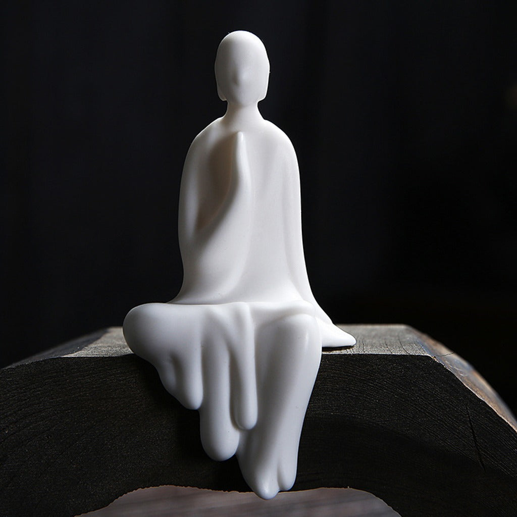 White Ceramic Formless Buddha Monk Figurine – Zen Serenity | Zen Ara Grove