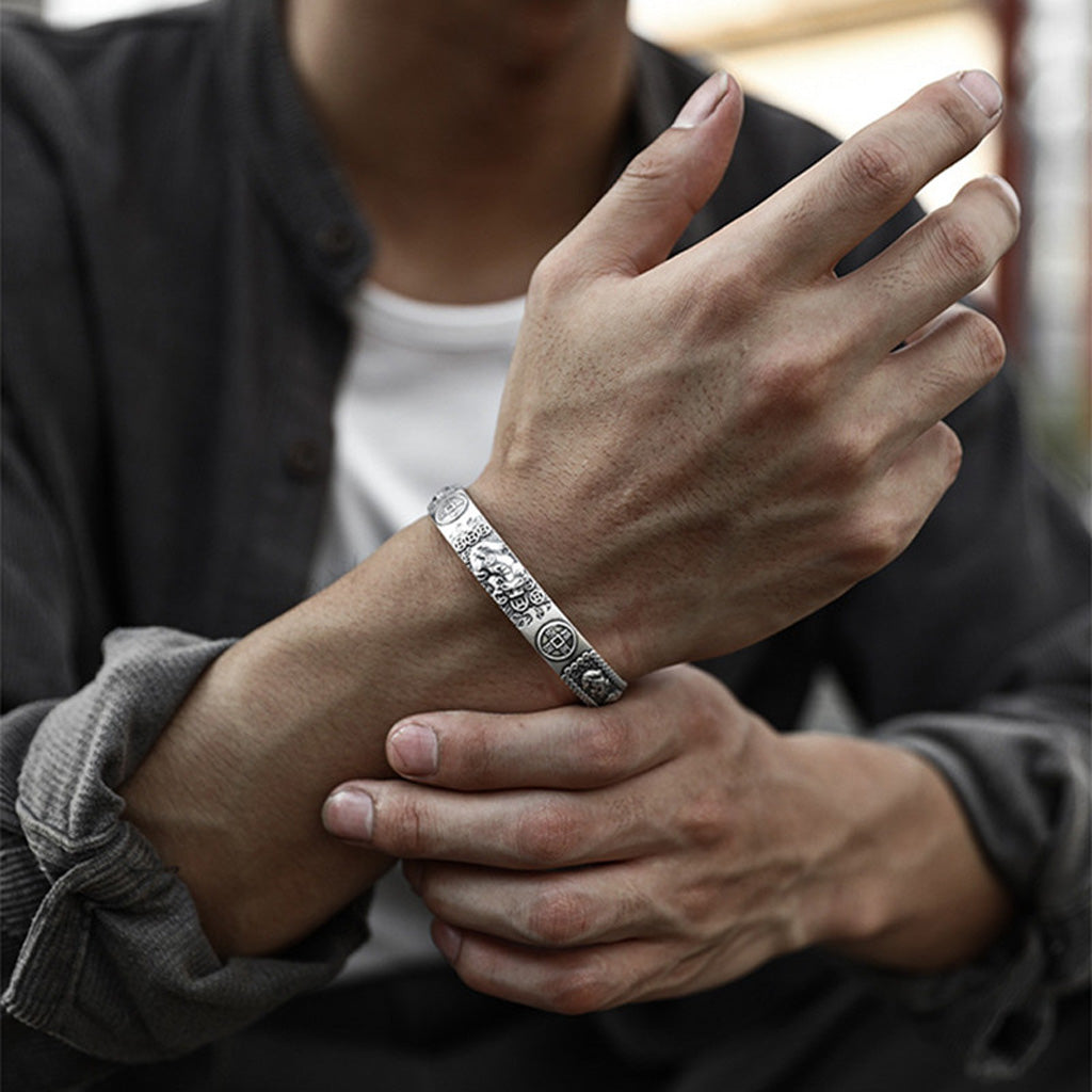 Limited Time Offer · Retro Silver‑Tone Pixiu Open Bangle – Symbol of Wealth and Protection | Zen Ara Grove