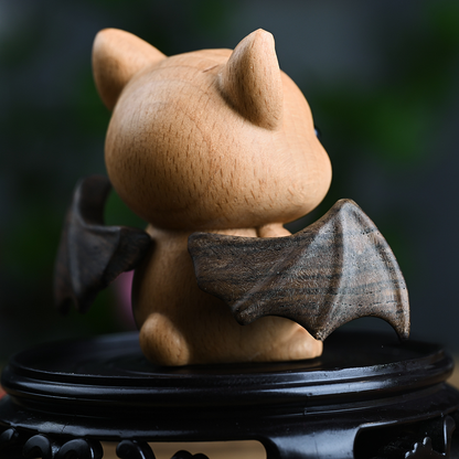 Whimsical Beech Wood Baby Bat – Artisanal Joint Design Wooden Decor | Zen Ara Grove