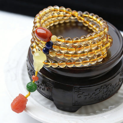 108‑Bead Citrine Pixiu Bracelet — Meaning of Fortune Protection| Zen Ara Grove