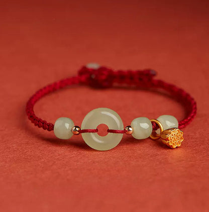 Adjustable Braided Peace Buckle Bracelet with Lotus Charm — Protection & Renewal