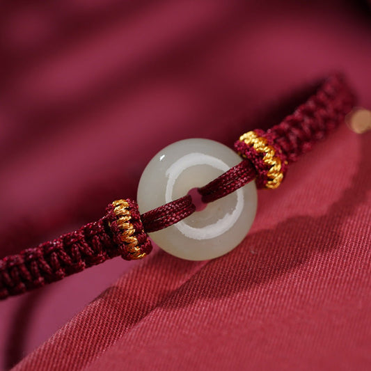 Hetian Jade Safety Knot Handwoven Bracelet – Luck & Prosperity | Zen Ara Grove