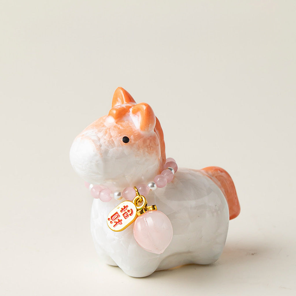 Ceramic Horse Figurine with Gradient Purple Crystalline Glaze – Artistic Shine and Serenity | Zen Ara Grove