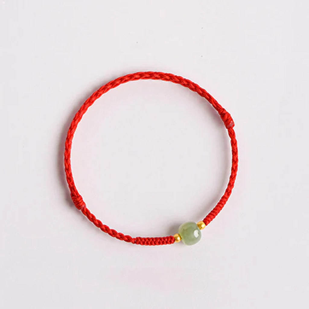 Adjustable Lucky Red Rope with Jade-Like Barrel Bead – A Touch of Harmony | Zen Ara Grove