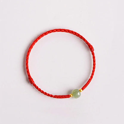 Adjustable Lucky Red Rope with Jade-Like Barrel Bead – A Touch of Harmony | Zen Ara Grove
