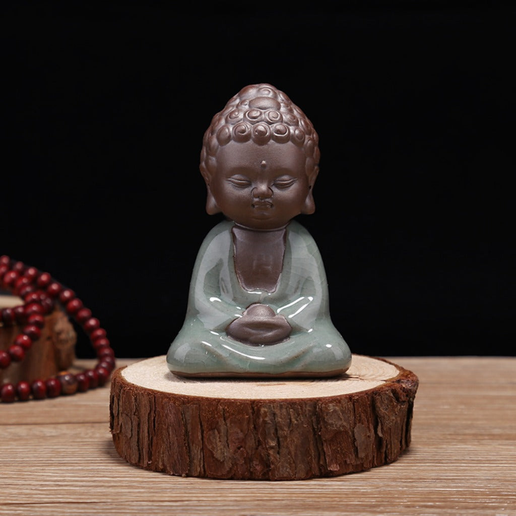 Zen Little Monk Tea Pet – Handmade Ceramic & Purple Clay Figurine for Tea Table Décor | Zen Ara Grove