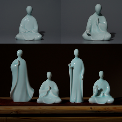 Handcrafted Ceramic Faceless Buddha Mudra Figurines – Embodying Zen Wisdom & Peace | Zen Ara Grove