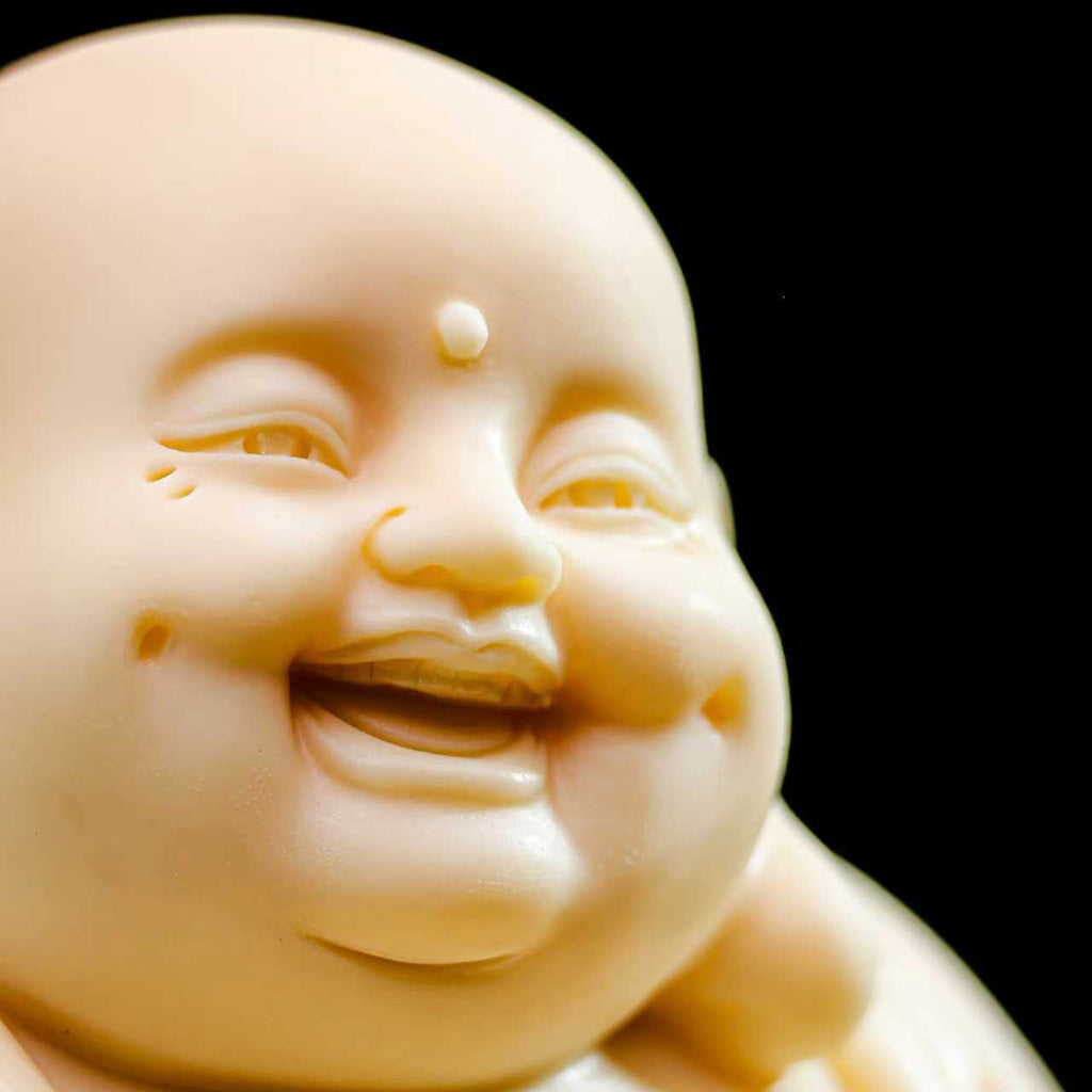 Tagua Nut Laughing Buddha Statue — Symbol of Joy and Good Fortune | Zen Ara Grove