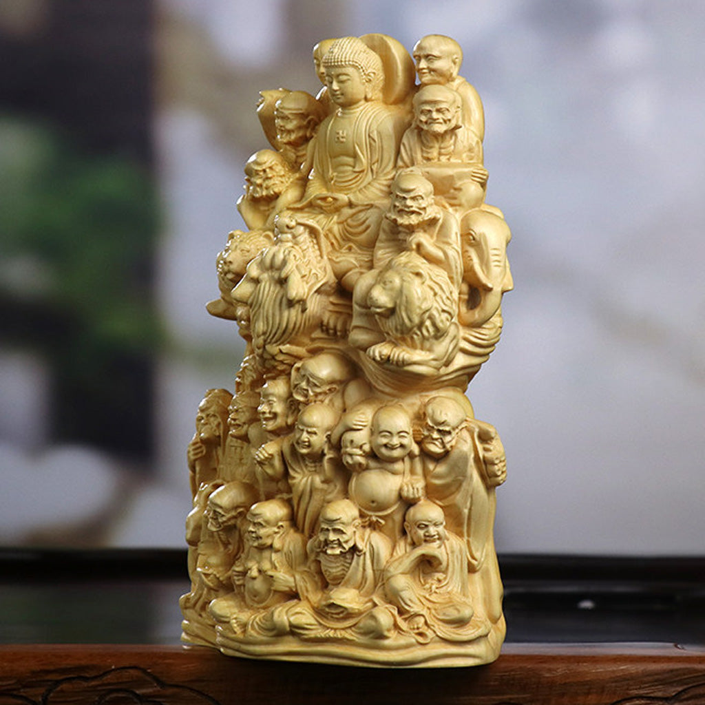 Handcrafted Eighteen Arhats Dragon and Tiger Taming Buddha Figurine – Strength & Protection | Zen Ara Grove