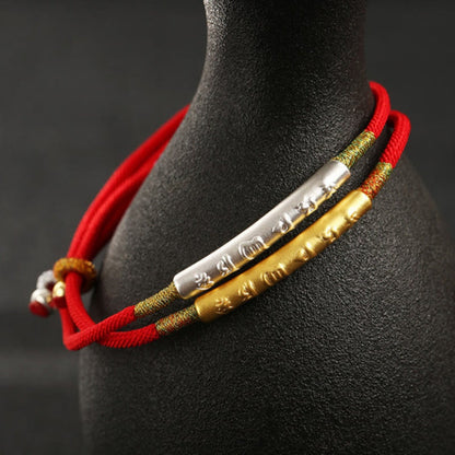 Zen Handmade Mani Mantra Lucky Red String Bracelet | Zen Ara Grove