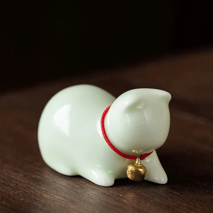 Mini Cute Standing Lying Cat Tea Pet Ceramic Home Desk Figurine Decoration | Zen Ara Grove