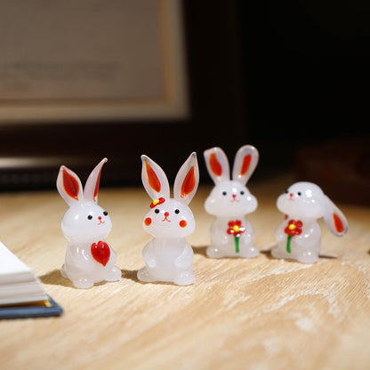 "Bunny Gathering"Handcrafted Glass Figurines – A Scene of Joy and Innocence  | Zen Ara Grove