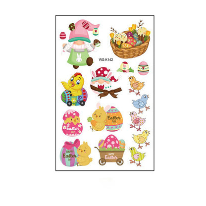 Waterproof Cartoon Rabbit and Egg Tattoo Stickers – Fun & Celebration | Zen Ara Grove
