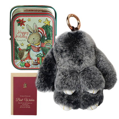 Fluffy Bunny Keychain – Symbol of Warm Blessing | Zen Ara Grove