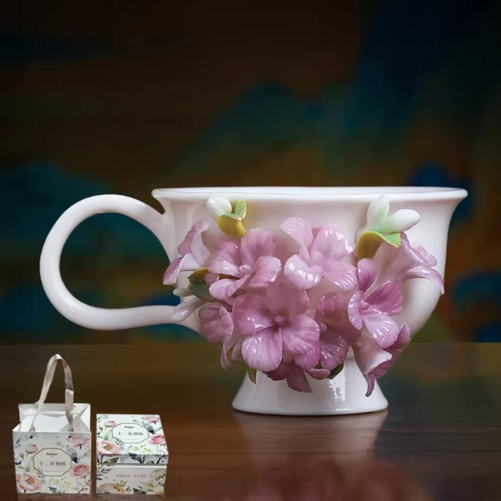 Limited Time Offer · Handcrafted Heritage Ceramic Flower Cup – Blossoms Alive on Porcelain | Zen Ara Grove