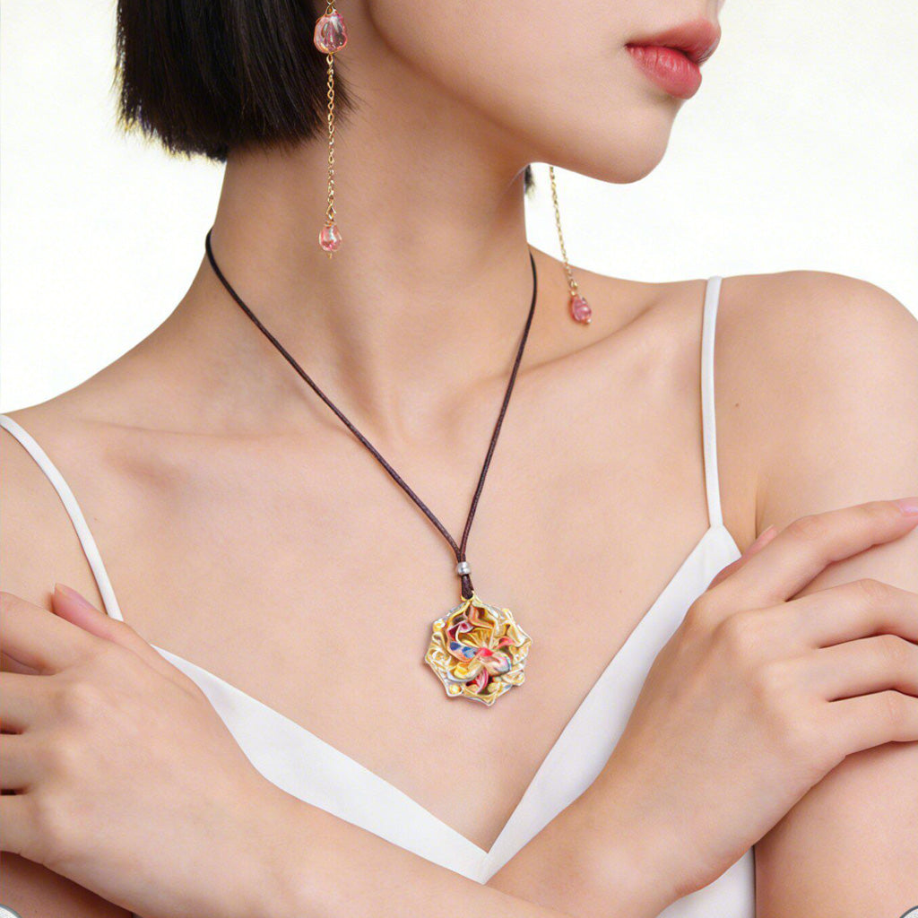 Koi Fish Silver Pendant Necklace – Symbol of Luck & Prosperity – 999 Fine Silver Hand‑Carved Double‑Sided Design | Zen Ara Grove