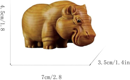 Aromatic Cypress Wildlife Carving Collection – Rhino, Elephant, Hippo Desk Decor | Zen Ara Grove