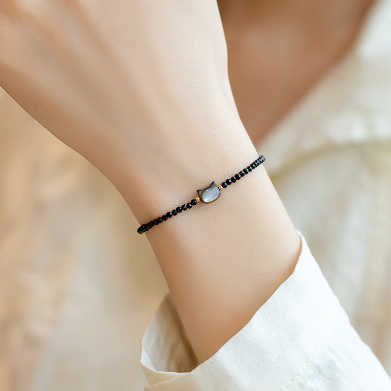 TODAY ONLY! Blue Cat Charm Bracelet – Gemstone Beads with Playful Feline Spirit | Zen Ara Grove