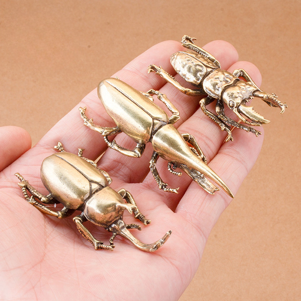Solid Brass Rhinoceros Beetle & Hercules Beetle Figurines – Vintage Insect Sculpture Collection | Zen Ara Grove