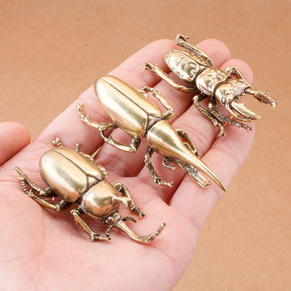 Solid Brass Rhinoceros Beetle & Hercules Beetle Figurines – Vintage Insect Sculpture Collection | Zen Ara Grove