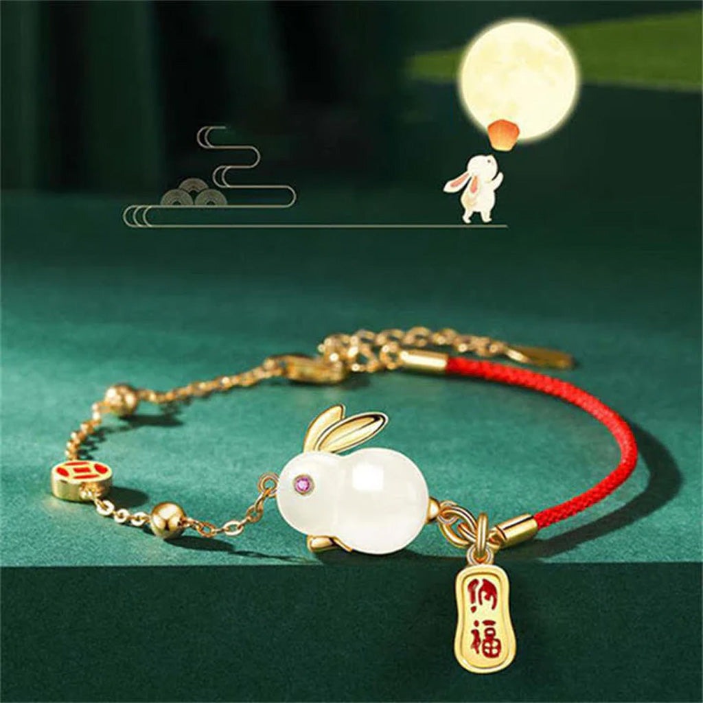 Blessing Bunny Red String Bracelet – Half Chain, Half Cord, Fully Lucky | Zen Ara Grove