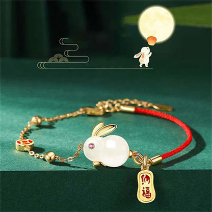 Blessing Bunny Red String Bracelet – Half Chain, Half Cord, Fully Lucky | Zen Ara Grove