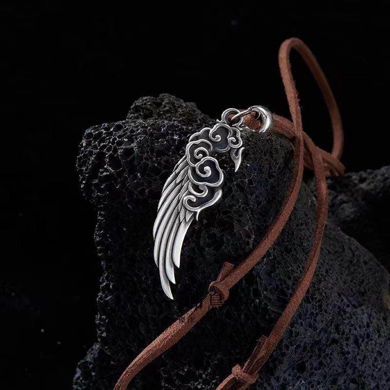 Sterling Silver Auspicious Clouds Wing Pendant – Zen Elegance | Zen Ara Grove
