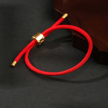 Adjustable Textured Cord Bracelet with Geometric Slider