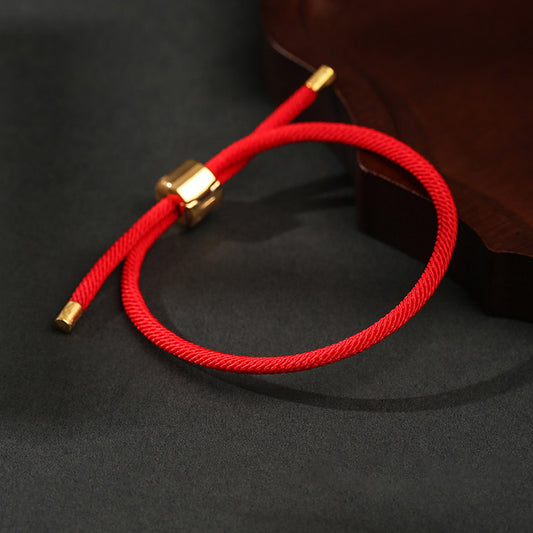 Adjustable Textured Cord Bracelet with Geometric Slider