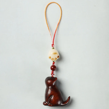 Small Leaf Red Sandalwood Green Sandalwood Sandalwood Sitting Cat Sooth Phone Hanging Decoration | Zen Ara Grove