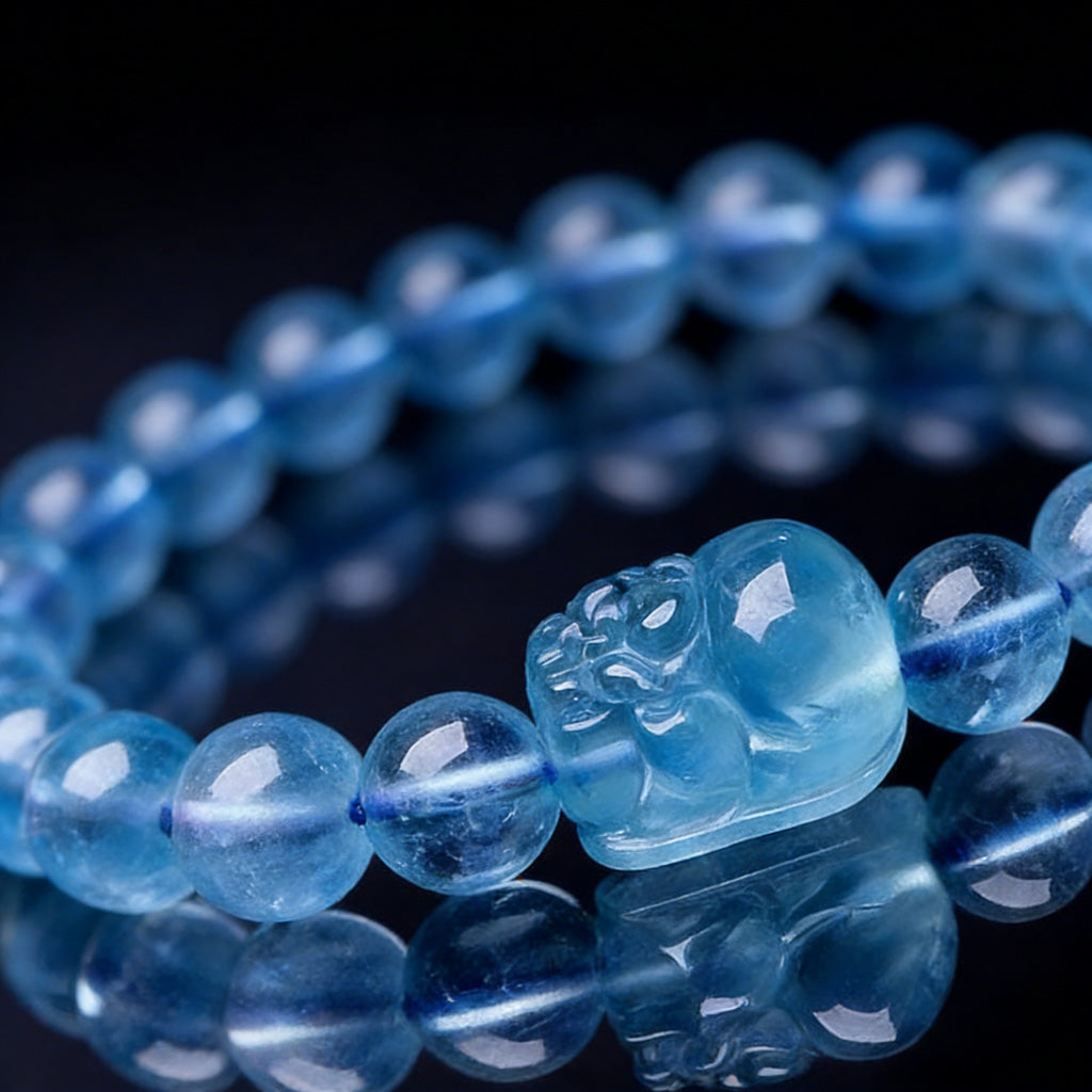 Aquamarine Pixiu Bracelet — Meaning of Calm Energy & Good Fortune | Zen Ara Grove