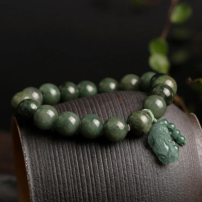 Natural Jade Pixiu Beaded Bracelet – Prosperity & Protection | Zen Ara Grove