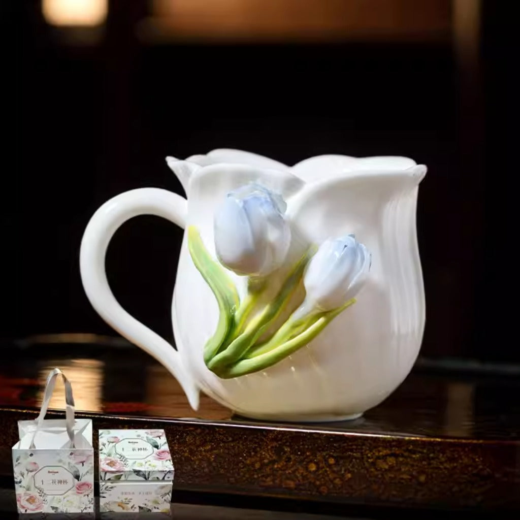 Limited Time Offer · Handcrafted Heritage Porcelain Cup – Iris Blossoms Growing from the Surface | Zen Ara Grove