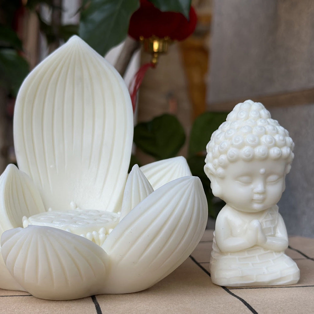 Handmade Golden Lotus Buddha Figurine – Symbol of Serenity, Wisdom & Inner Peace | Zen Ara Grove