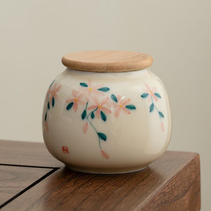 Hand-painted Ceramic Tea Canister – Airtight Storage for Loose Leaf Tea | Zen Ara Grove