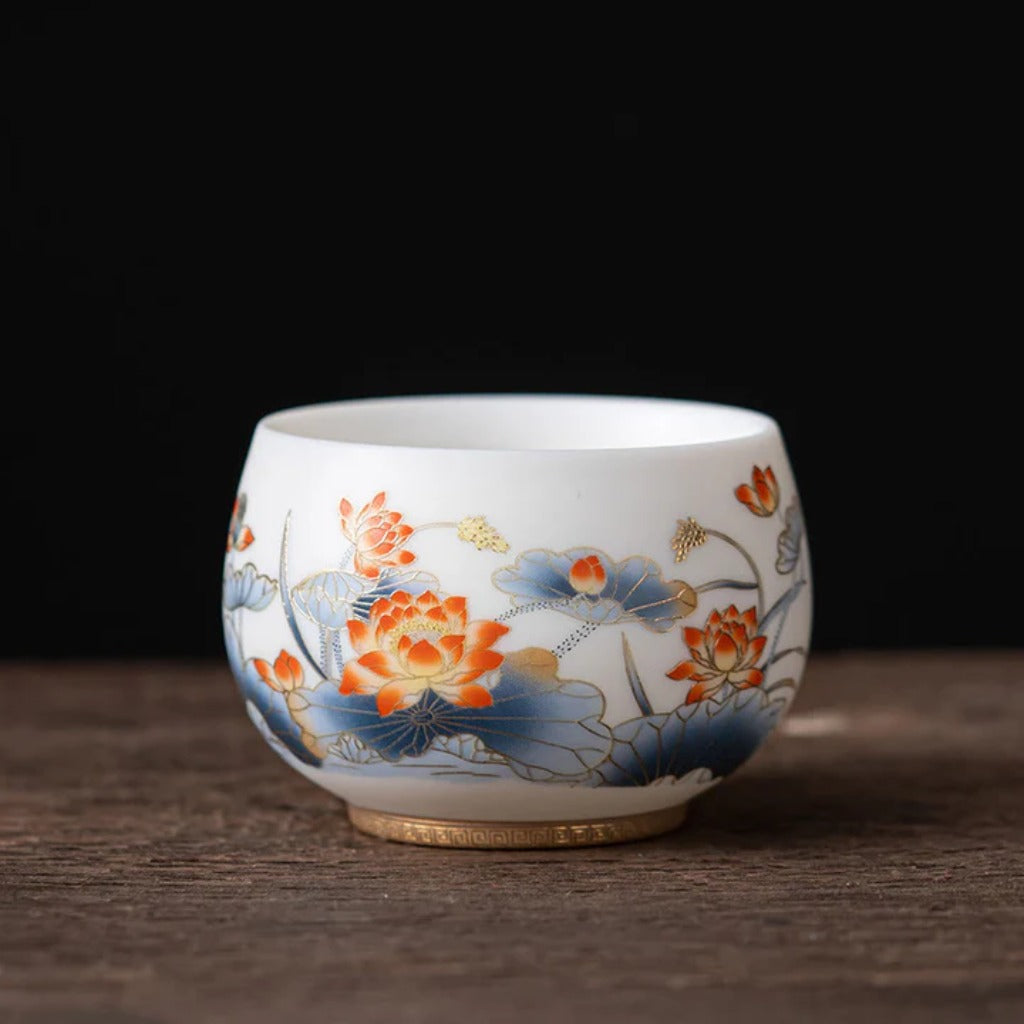 Milky White Porcelain Mug with Dragon and Phoenix Motif – Elegant & Durable | Zen Ara Grove
