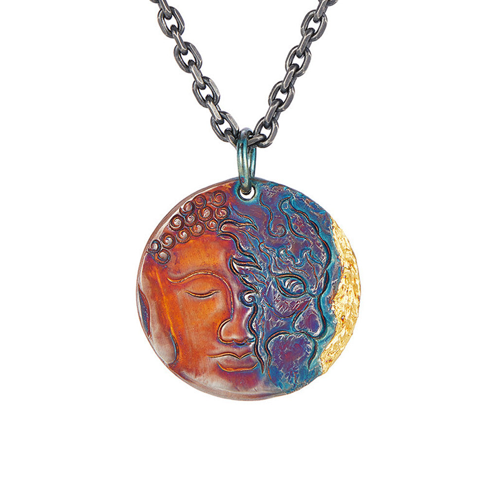 99 Silver Half Demon Half Buddha Pendant – Embrace Your Duality | Zen Ara Grove