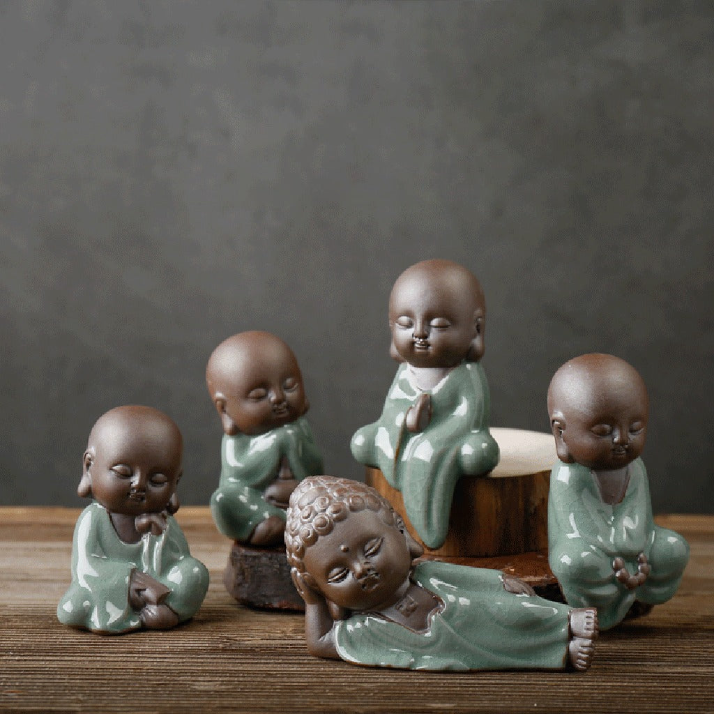 Zen Little Monk Tea Pet – Handmade Ceramic & Purple Clay Figurine for Tea Table Décor | Zen Ara Grove