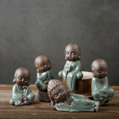 Zen Little Monk Tea Pet – Handmade Ceramic & Purple Clay Figurine for Tea Table Décor | Zen Ara Grove