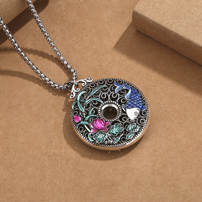 Hollow Lotus & Koi Pendant Necklace | Zen Ara Grove