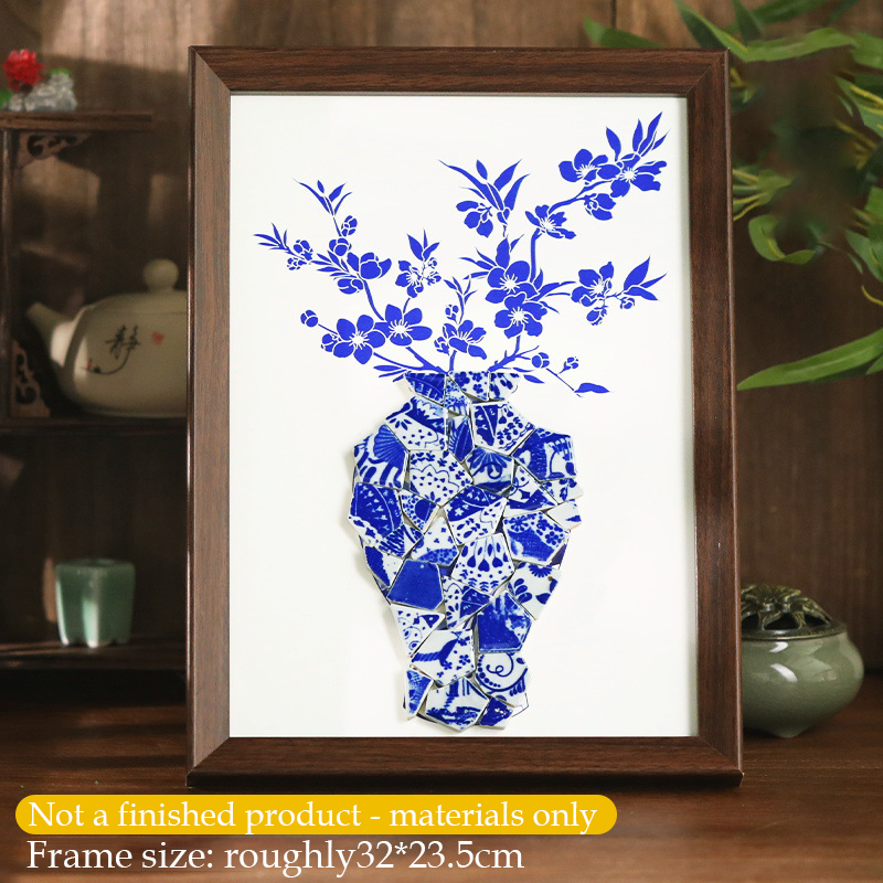 Handmade DIY Blue and White Porcelain Mosaic Ceramic Painting | Zen Ara Grove