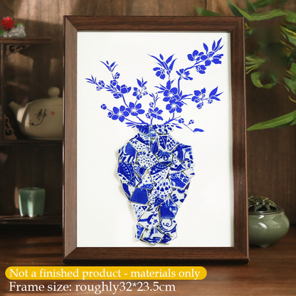 Handmade DIY Blue and White Porcelain Mosaic Ceramic Painting | Zen Ara Grove