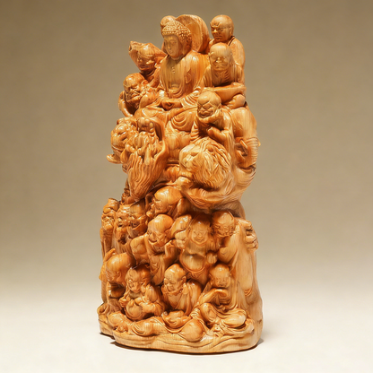 Handcrafted Eighteen Arhats Dragon and Tiger Taming Buddha Figurine – Strength & Protection | Zen Ara Grove